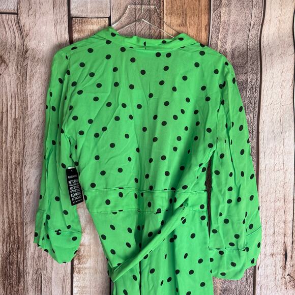 Ganni Dress Dainty Georgette Wrap Polka Dot Classic Green Size 42 Versatile - Picture 5 of 15